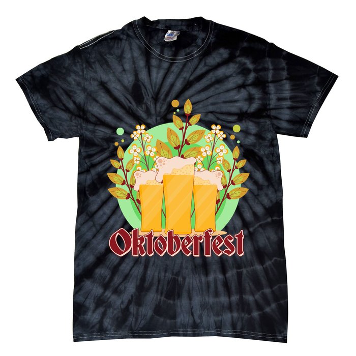 Boho Floral Oktoberfest Beers Tie-Dye T-Shirt