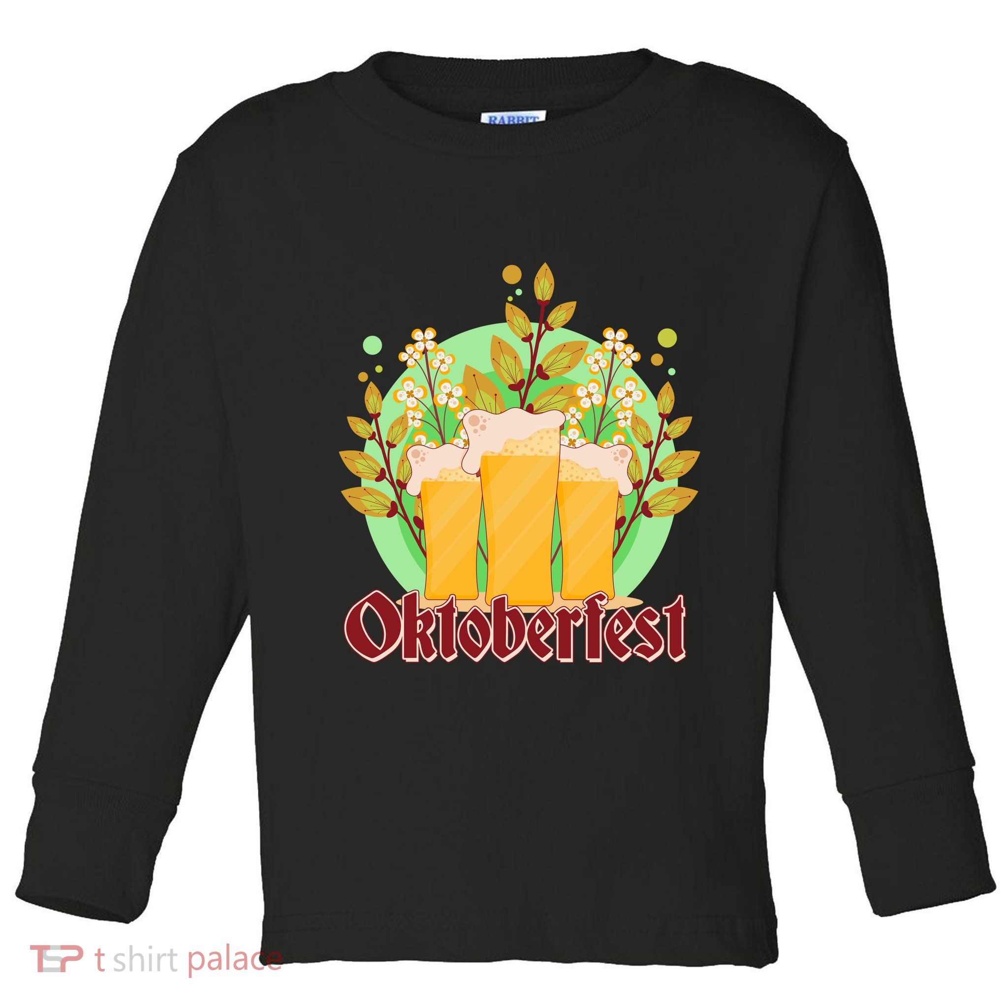 Boho Floral Oktoberfest Beers Toddler Long Sleeve Shirt