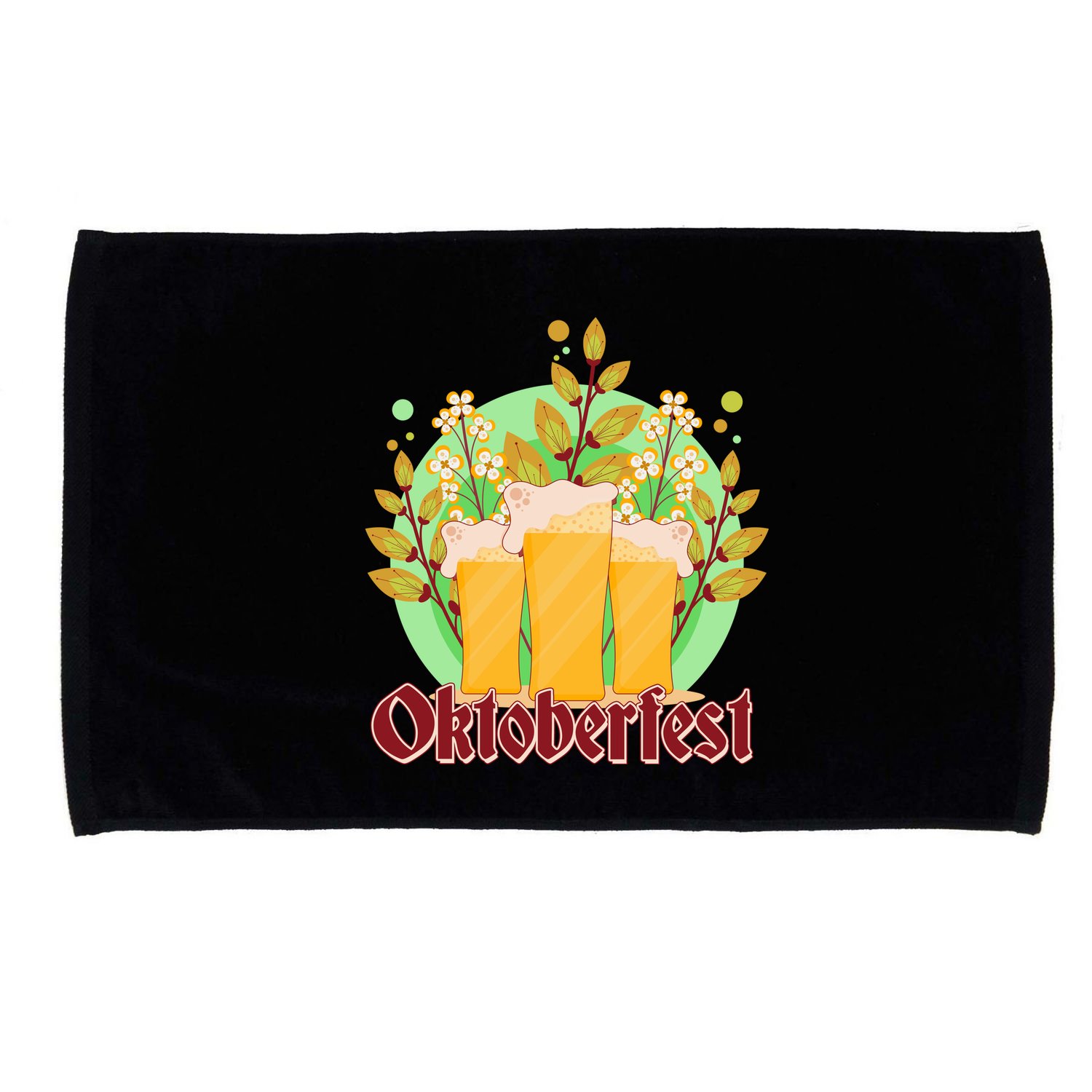 Boho Floral Oktoberfest Beers Microfiber Hand Towel