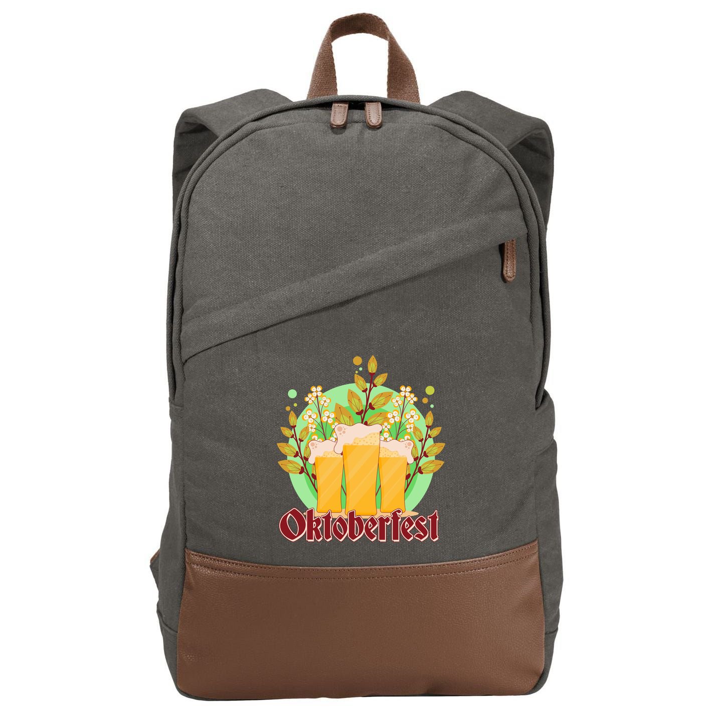 Boho Floral Oktoberfest Beers Cotton Canvas Backpack