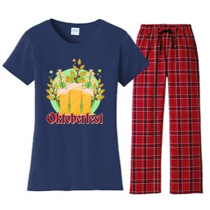 Boho Floral Oktoberfest Beers Women's Flannel Pajama Set