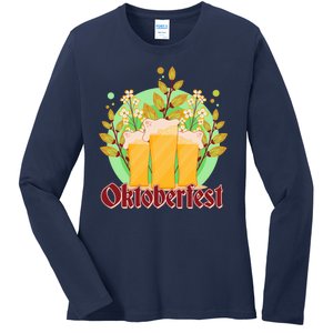 Boho Floral Oktoberfest Beers Ladies Long Sleeve Shirt