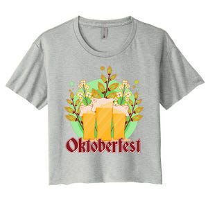 Boho Floral Oktoberfest Beers Women's Crop Top Tee