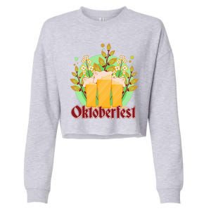 Boho Floral Oktoberfest Beers Cropped Pullover Crew