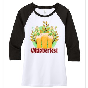 Boho Floral Oktoberfest Beers Women's Tri-Blend 3/4-Sleeve Raglan Shirt