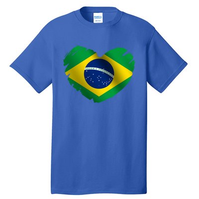 Brazil Flag On Shape Of Heart Brazilian Brazil Lovers Gift Tall T-Shirt