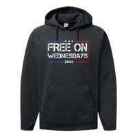 Biden Free On Wednesdays Us Flag Vintage 4th Of July Performance Fleece Hoodie