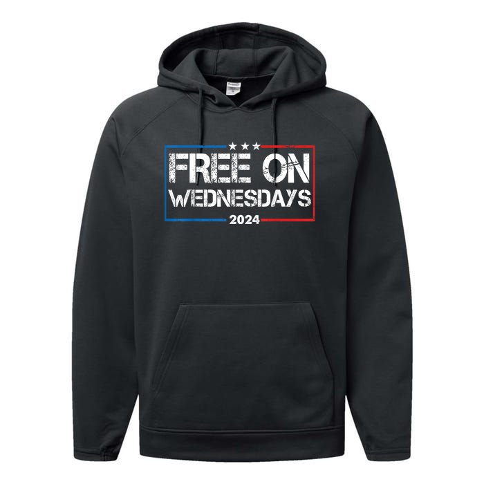 Biden Free On Wednesdays Us Flag Vintage 4th Of July Performance Fleece Hoodie