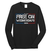 Biden Free On Wednesdays Us Flag Vintage 4th Of July Long Sleeve Shirt