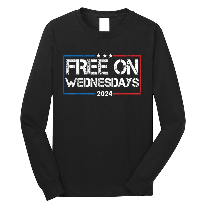 Biden Free On Wednesdays Us Flag Vintage 4th Of July Long Sleeve Shirt