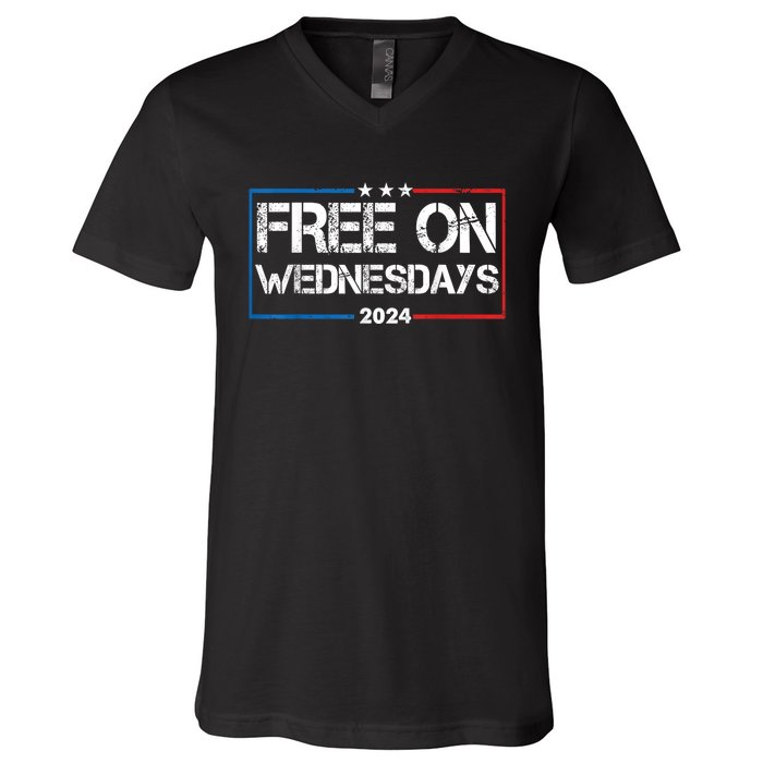 Biden Free On Wednesdays Us Flag Vintage 4th Of July V-Neck T-Shirt