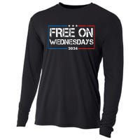 Biden Free On Wednesdays Us Flag Vintage 4th Of July Cooling Performance Long Sleeve Crew