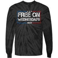 Biden Free On Wednesdays Us Flag Vintage 4th Of July Tie-Dye Long Sleeve Shirt