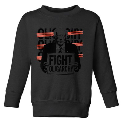 Bernie Fight Oligarchy Raglan Baseball Toddler Sweatshirt