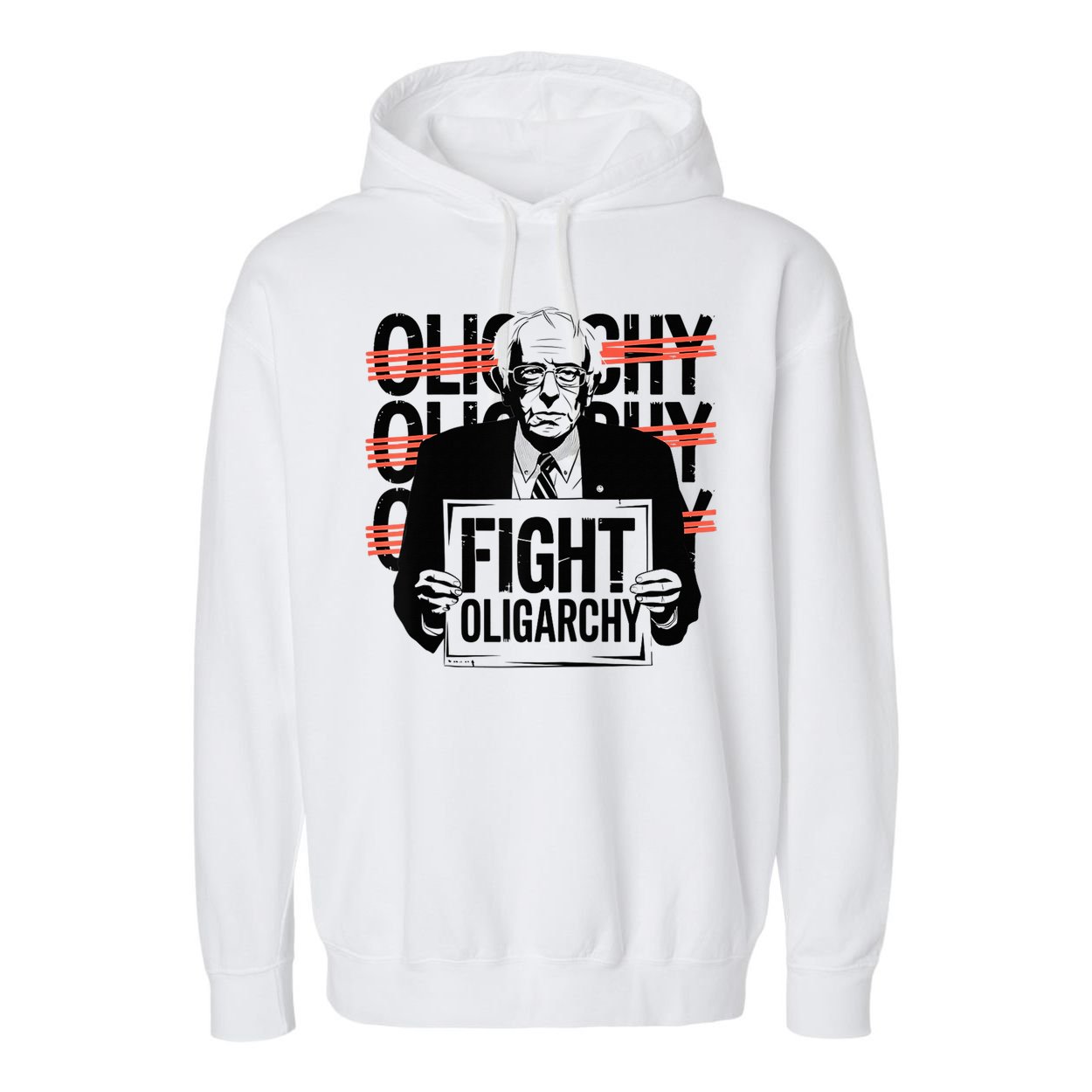 Bernie Fight Oligarchy Raglan Baseball Garment-Dyed Fleece Hoodie