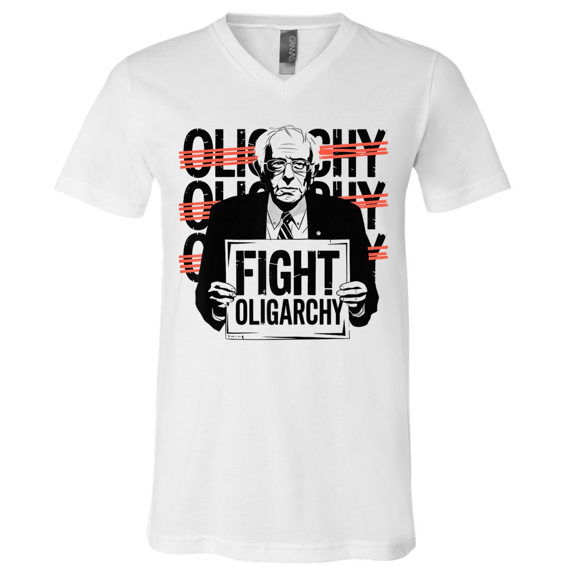 Bernie Fight Oligarchy Raglan Baseball V-Neck T-Shirt