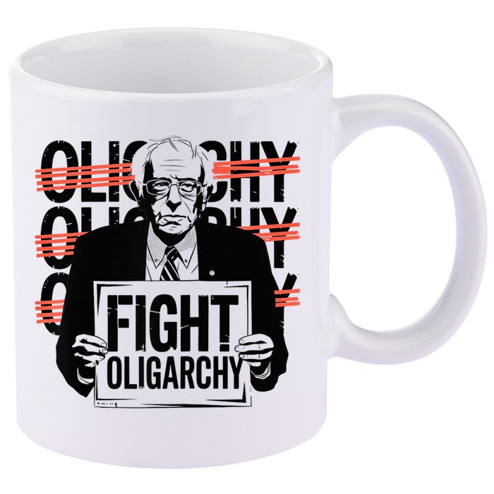Bernie Fight Oligarchy Raglan Baseball 11oz C Handle Ceramic Mug