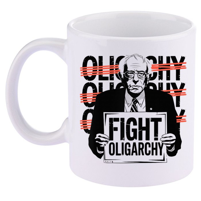 Bernie Fight Oligarchy Raglan Baseball 11oz C Handle Ceramic Mug