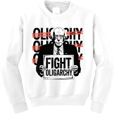 Bernie Fight Oligarchy Raglan Baseball Kids Sweatshirt