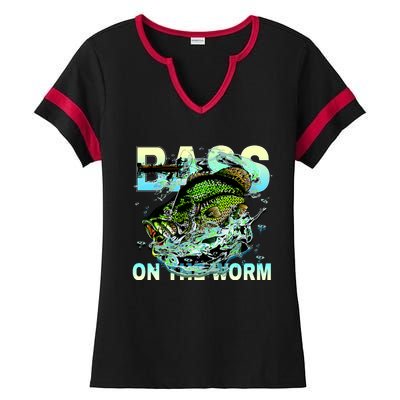 Bass Fishing On The Storm Ladies Halftime Notch Neck Tee