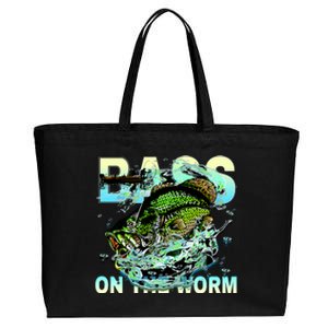 Bass Fishing On The Storm Cotton Canvas Jumbo Tote