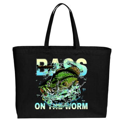 Bass Fishing On The Storm Cotton Canvas Jumbo Tote