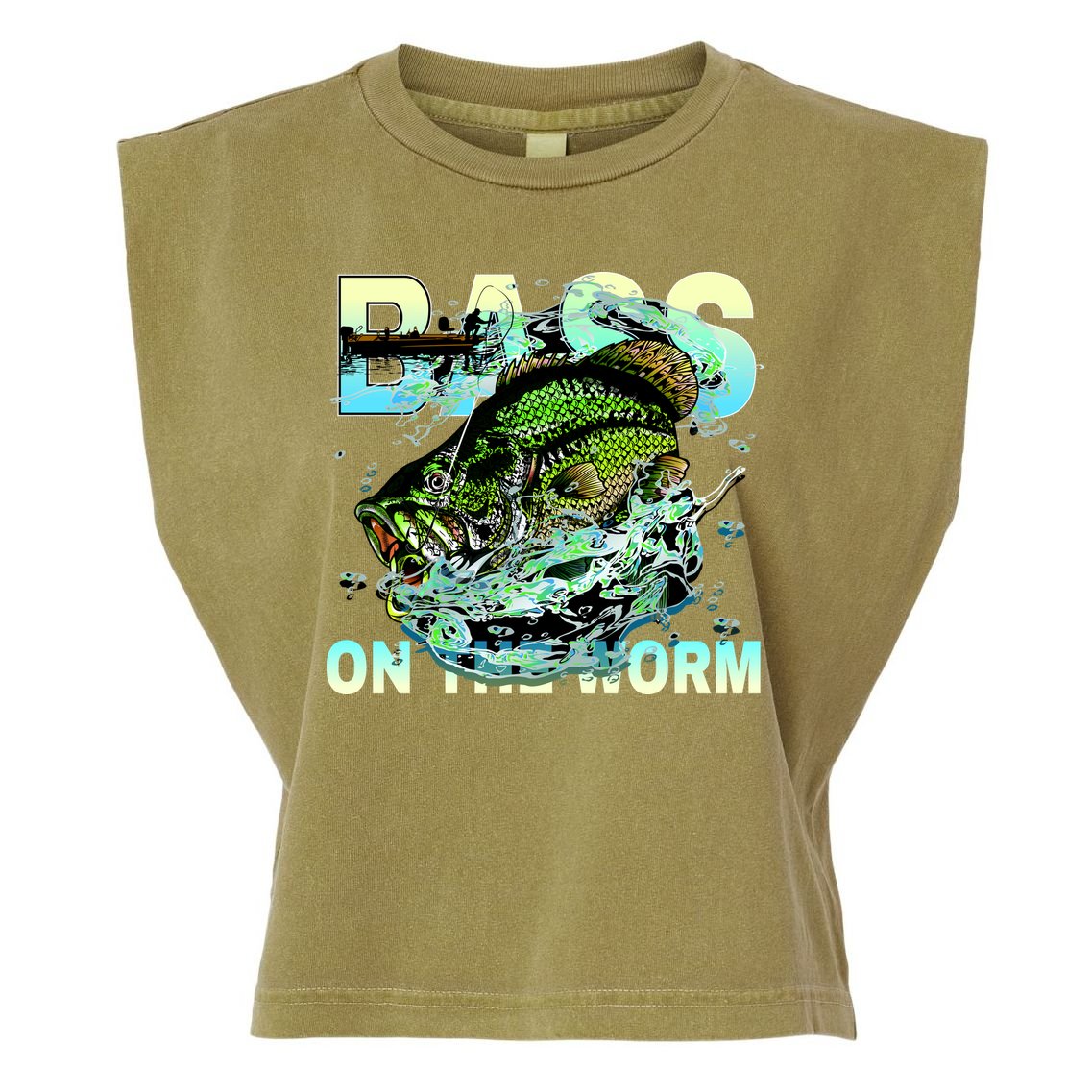 Bass Fishing On The Storm Garment-Dyed Women's Muscle Tee