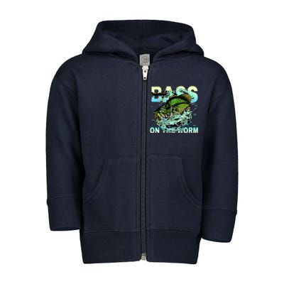 Bass Fishing On The Storm Toddler Zip Fleece Hoodie