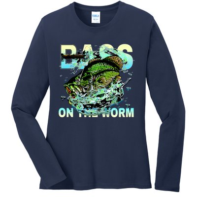 Bass Fishing On The Storm Ladies Long Sleeve Shirt