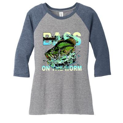 Bass Fishing On The Storm Women's Tri-Blend 3/4-Sleeve Raglan Shirt