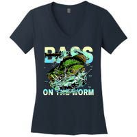 Bass Fishing On The Storm Women's V-Neck T-Shirt