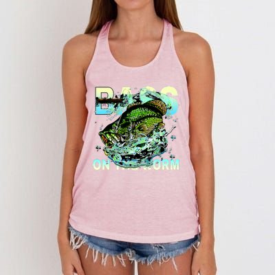 Bass Fishing On The Storm Women's Knotted Racerback Tank