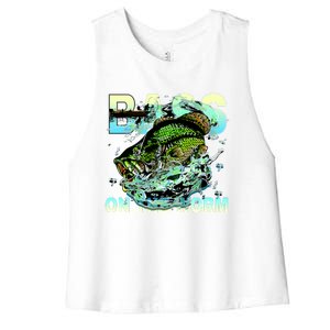 Bass Fishing On The Storm Women's Racerback Cropped Tank