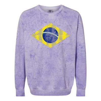 Brazilian Flag Of Brazil Vintage Br Souvenir Colorblast Crewneck Sweatshirt