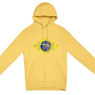 Brazilian Flag Of Brazil Vintage Br Souvenir Premium Pullover Hoodie