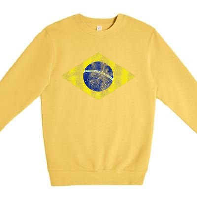 Brazilian Flag Of Brazil Vintage Br Souvenir Premium Crewneck Sweatshirt