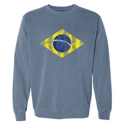 Brazilian Flag Of Brazil Vintage Br Souvenir Garment-Dyed Sweatshirt