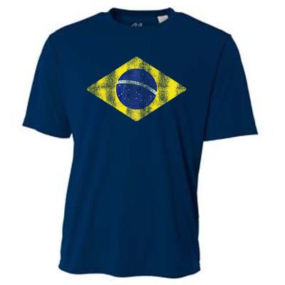 Brazilian Flag Of Brazil Vintage Br Souvenir Cooling Performance Crew T-Shirt