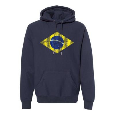 Brazilian Flag Of Brazil Vintage Br Souvenir Premium Hoodie