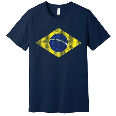 Brazilian Flag Of Brazil Vintage Br Souvenir Premium T-Shirt