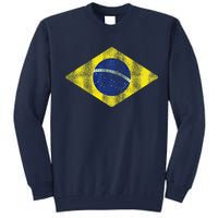 Brazilian Flag Of Brazil Vintage Br Souvenir Tall Sweatshirt