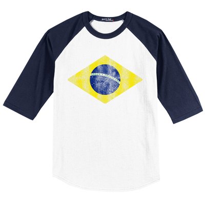 Brazilian Flag Of Brazil Vintage Br Souvenir Baseball Sleeve Shirt