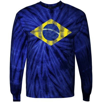 Brazilian Flag Of Brazil Vintage Br Souvenir Tie-Dye Long Sleeve Shirt