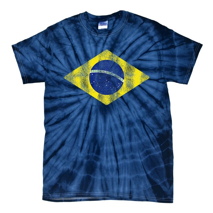 Brazilian Flag Of Brazil Vintage Br Souvenir Tie-Dye T-Shirt