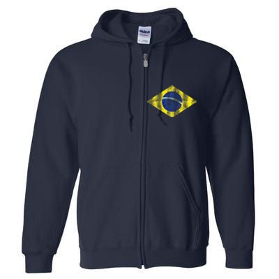 Brazilian Flag Of Brazil Vintage Br Souvenir Full Zip Hoodie