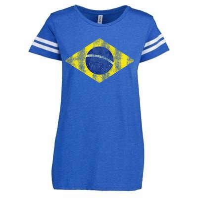 Brazilian Flag Of Brazil Vintage Br Souvenir Enza Ladies Jersey Football T-Shirt