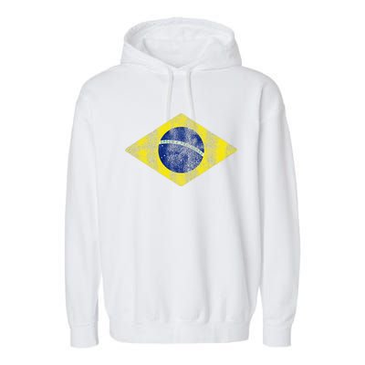 Brazilian Flag Of Brazil Vintage Br Souvenir Garment-Dyed Fleece Hoodie