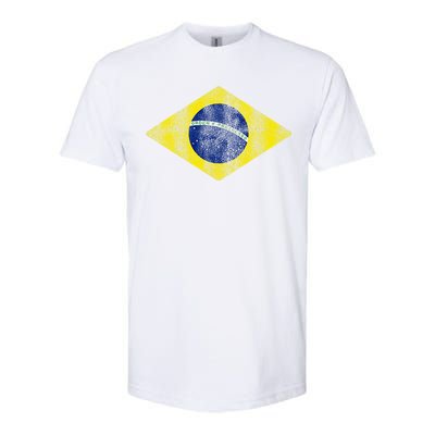 Brazilian Flag Of Brazil Vintage Br Souvenir Softstyle CVC T-Shirt