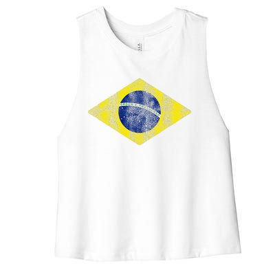 Brazilian Flag Of Brazil Vintage Br Souvenir Women's Racerback Cropped Tank