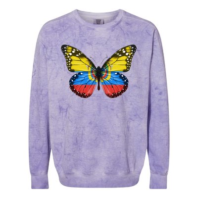 Butterfly Flag Of Ecuador Colorblast Crewneck Sweatshirt